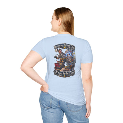 Funny Electrician Crewneck T-Shirt — 'Powering Up Your Life' Tradesman Gift - Personalized