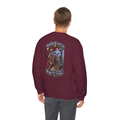 Funny Electrician Crewneck Sweatshirt — 'Powering Up Your Life' Tradesman Gift - Personalized