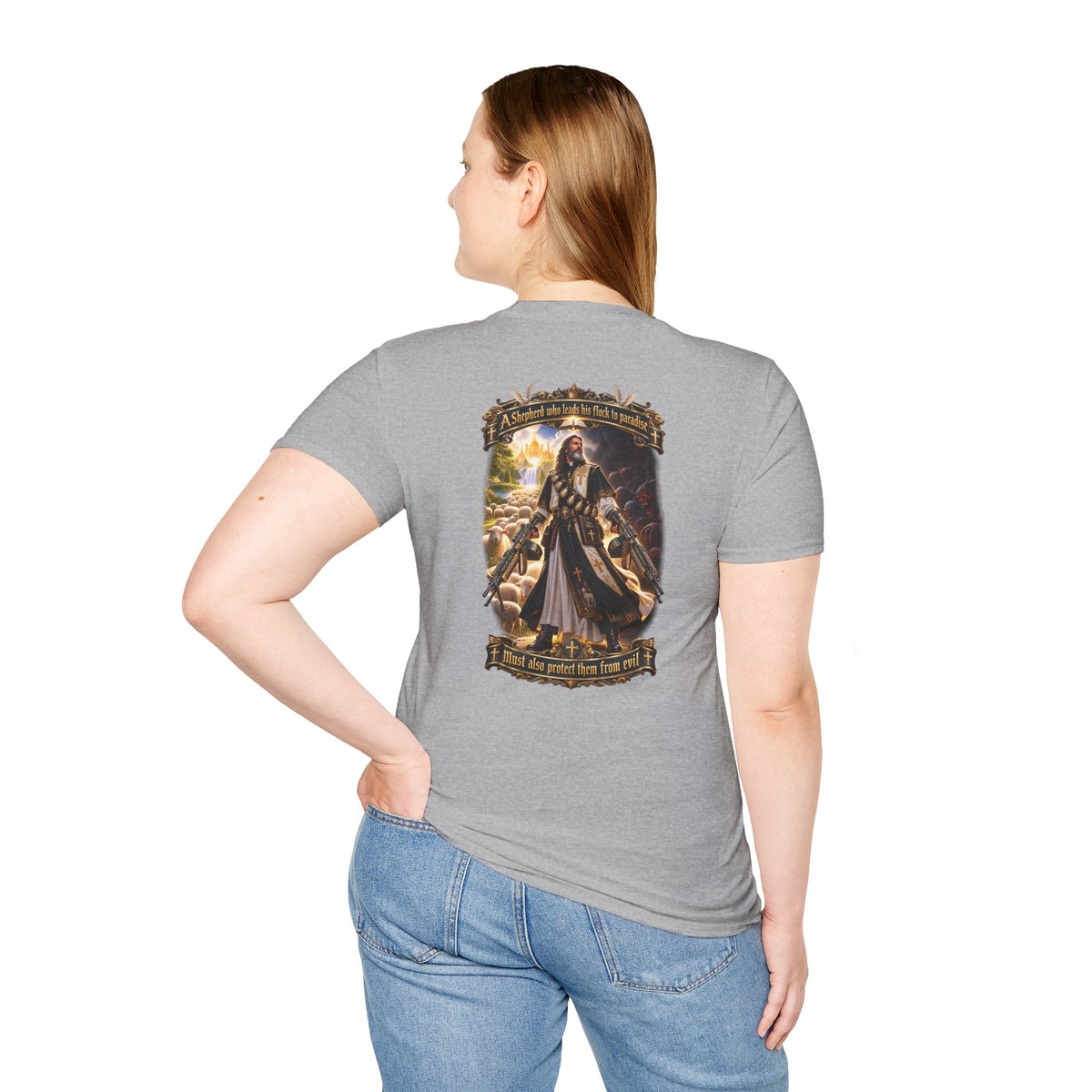 Hoodie: Gothic Angel Guardian Back Print T-Shirt – Dark Fantasy Streetwear