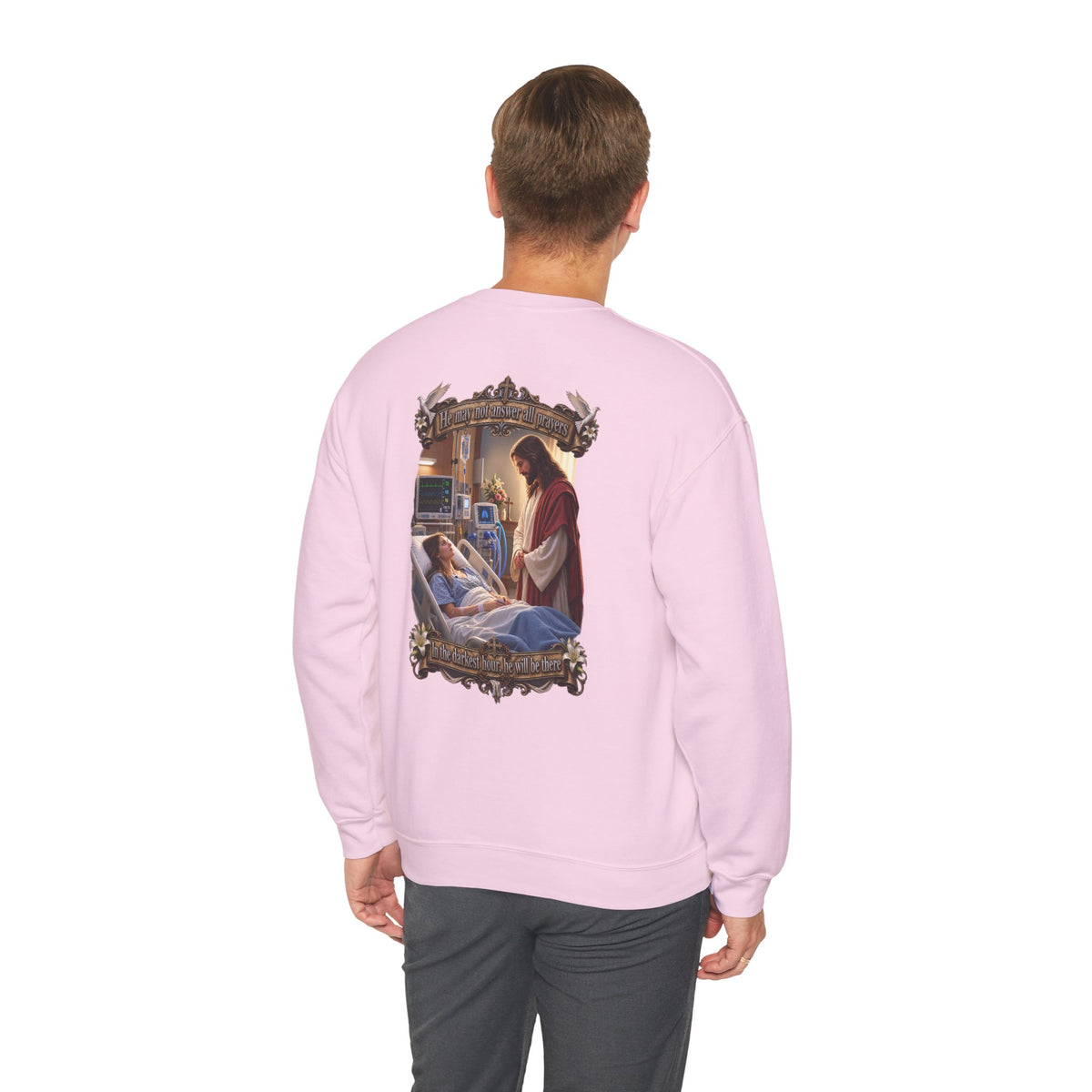 Religious Prayer Sweatshirt – Comforting Hospital Scene Pullover