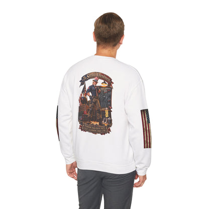 Patriotic Revolutionary War Crewneck Sweatshirt — Vintage American Flag Sleeves