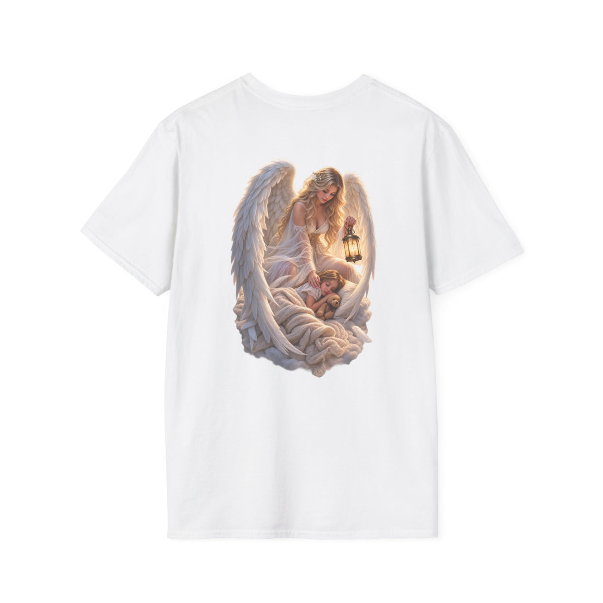 Angel Embrace T-Shirt — Serene Guardian Back Print