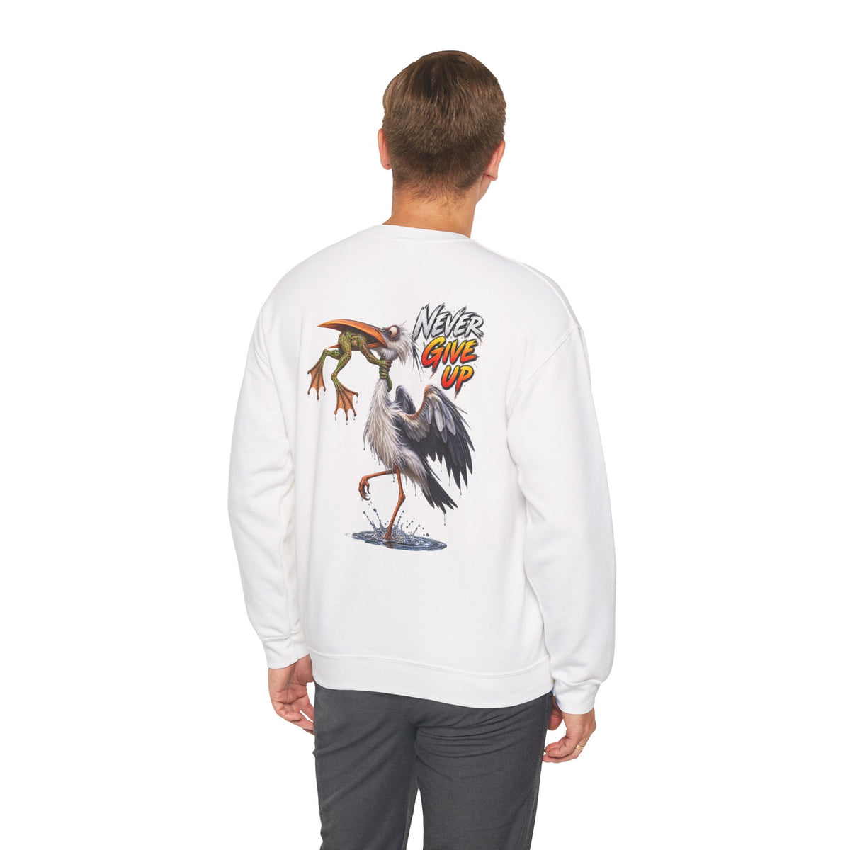 Never Give Up Stork & Frog Crewneck Sweatshirt - Personalized