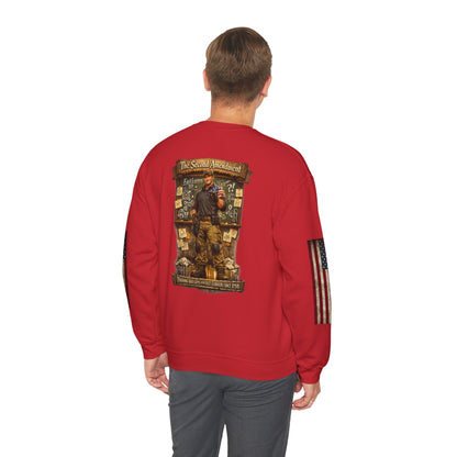 Patriotic Veteran Tribute Crewneck Sweatshirt — American Flag Sleeves & Military Honor Back Print - Personalized