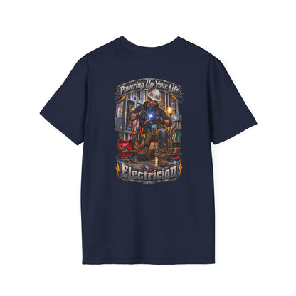 Electrician Crewneck T-Shirt — 'Powering Up Your Life' Tradesman Gift - Personalized