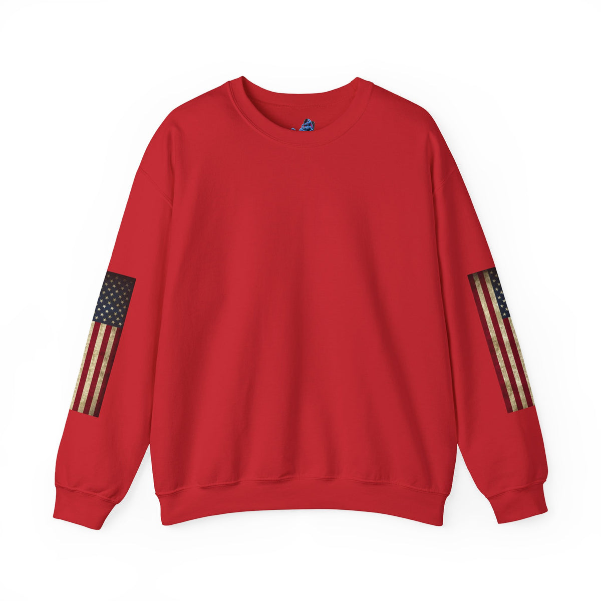 Patriotic Revolutionary War Crewneck Sweatshirt — Vintage American Flag Sleeves